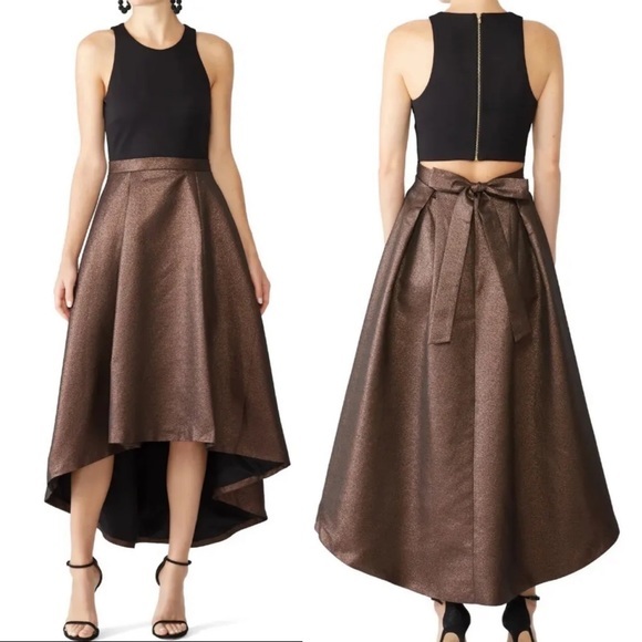 Hutch Dresses Hutch Phoebe High Low Metallic Crepe Waist Tie Midi